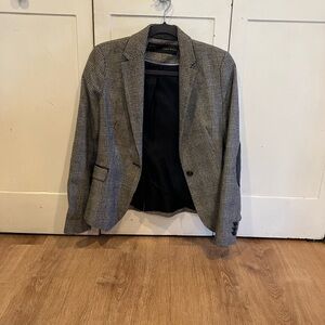 Zara Black & Gray Glen Plaid Blazer